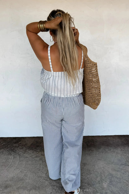 Seersucker Pant Set-Womens-Evelyns Fashion