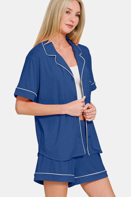 Sexy Short Sleeve Top and Shorts Lounge Set-Apparel & Accessories-Evelyns Fashion