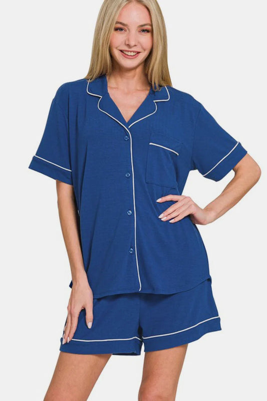 Sexy Short Sleeve Top and Shorts Lounge Set-Apparel & Accessories-Evelyns Fashion