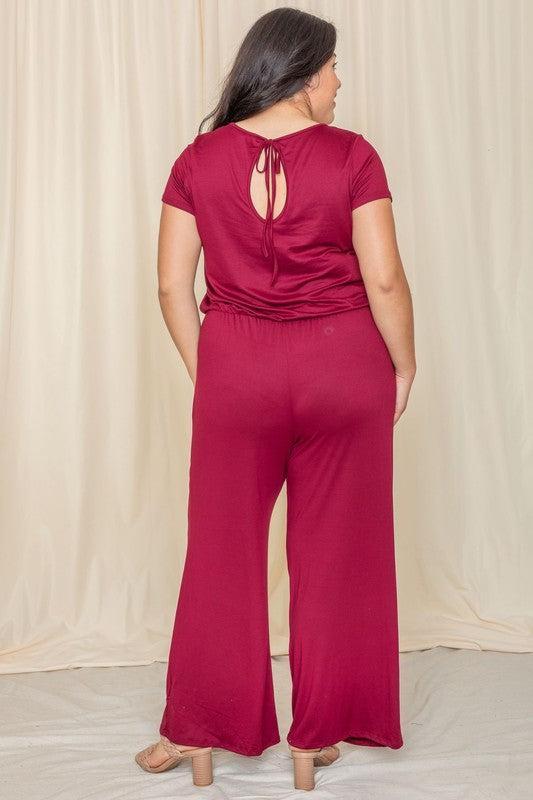 Short Sleeve Jumpsuit with Pocket-jumpsuits-Evelyns Fashion