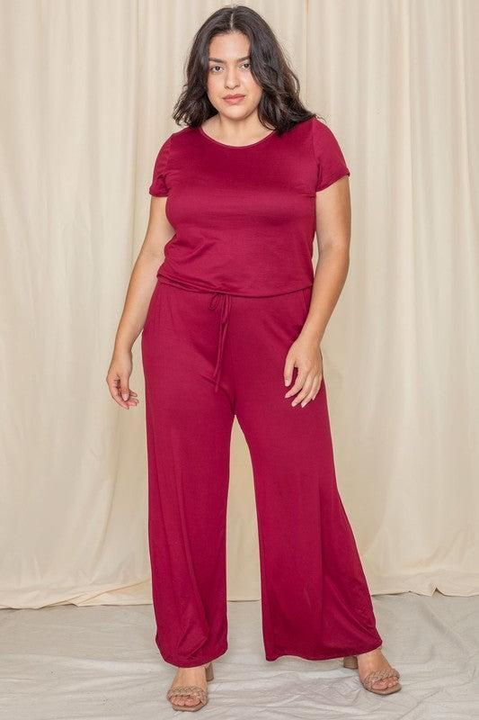 Short Sleeve Jumpsuit with Pocket-jumpsuits-Evelyns Fashion