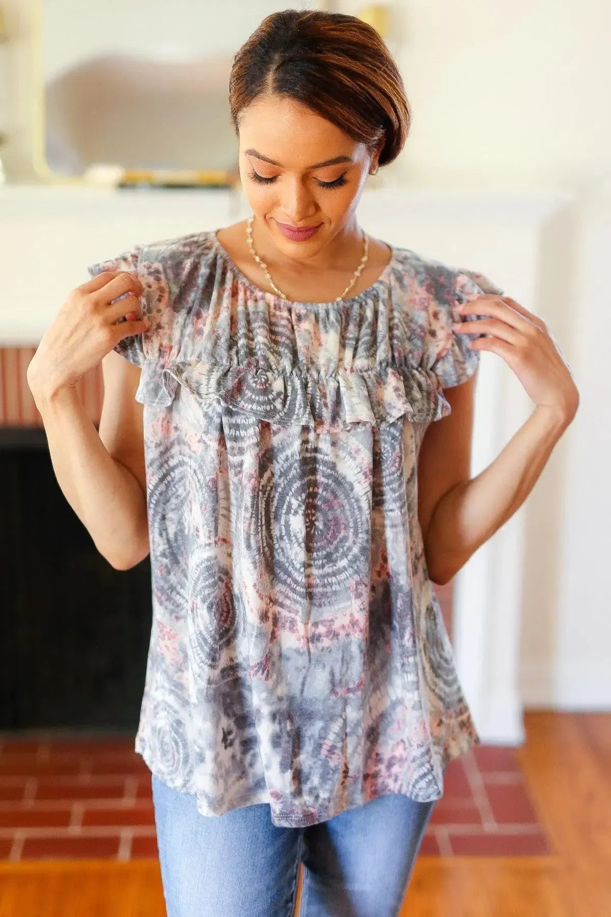 Short Sleeve Tie Dye Top-2024 Blow-Out Sale-Evelyns Fashion