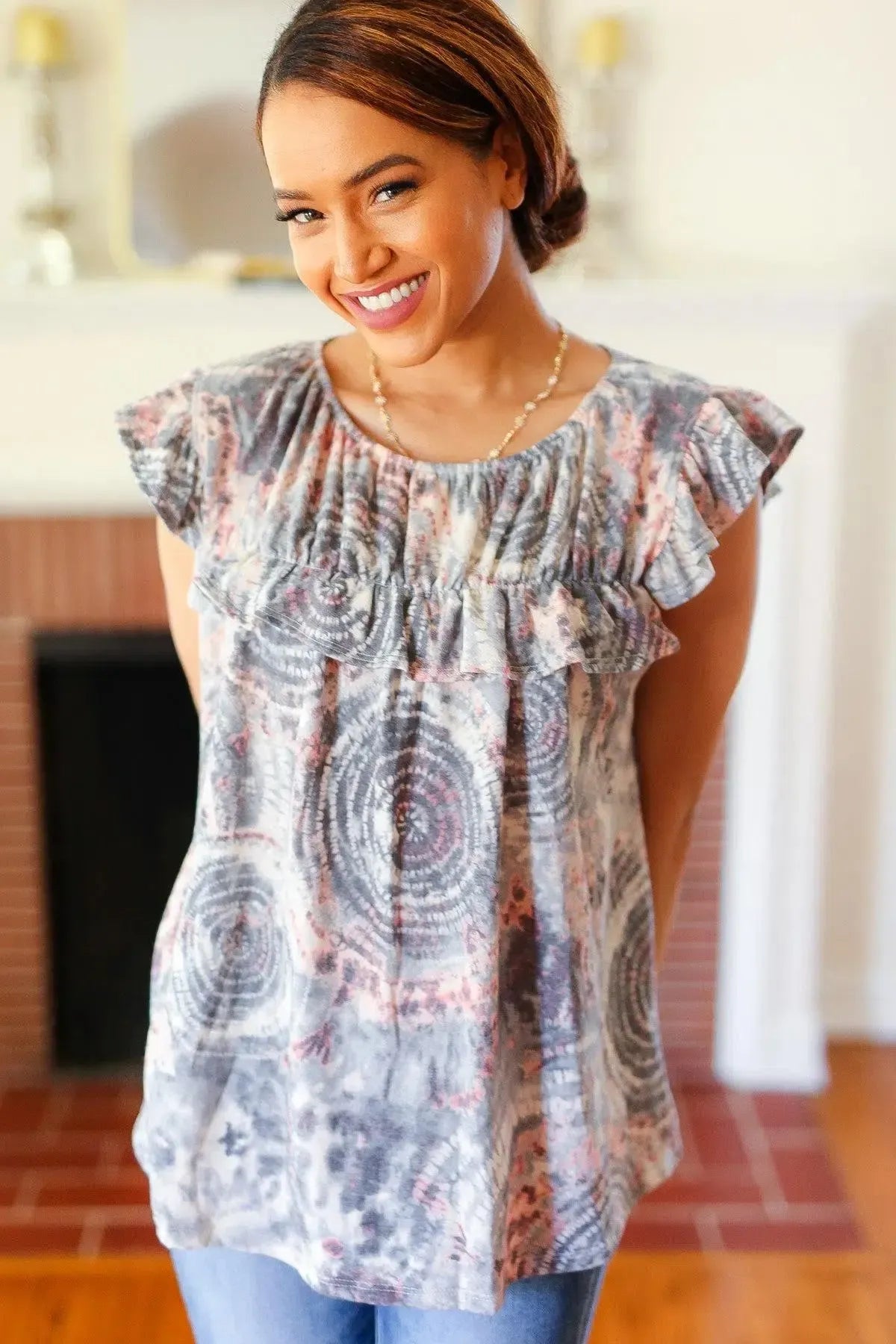 Short Sleeve Tie Dye Top-2024 Blow-Out Sale-Evelyns Fashion