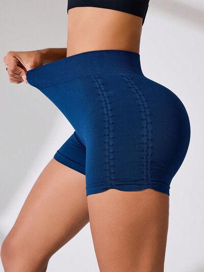 Side Ruched High Rise Active Shorts-OUTERWEAR-Evelyns Fashion