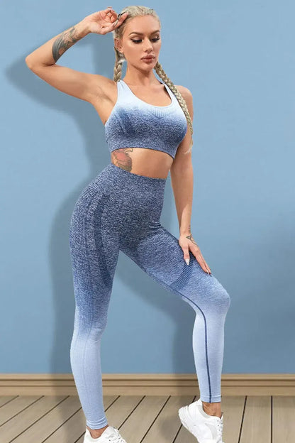 Sleek & Stylish: Gradient Sports Tank and Leggings Set-leggins-Evelyns Fashion