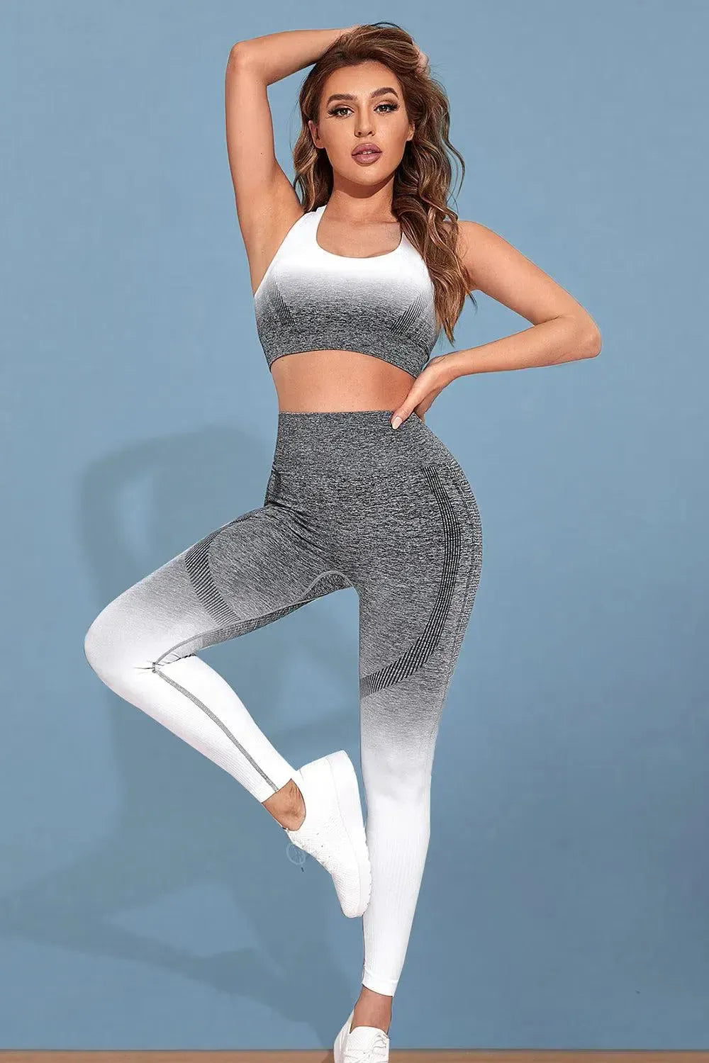 Sleek & Stylish: Gradient Sports Tank and Leggings Set-leggins-Evelyns Fashion