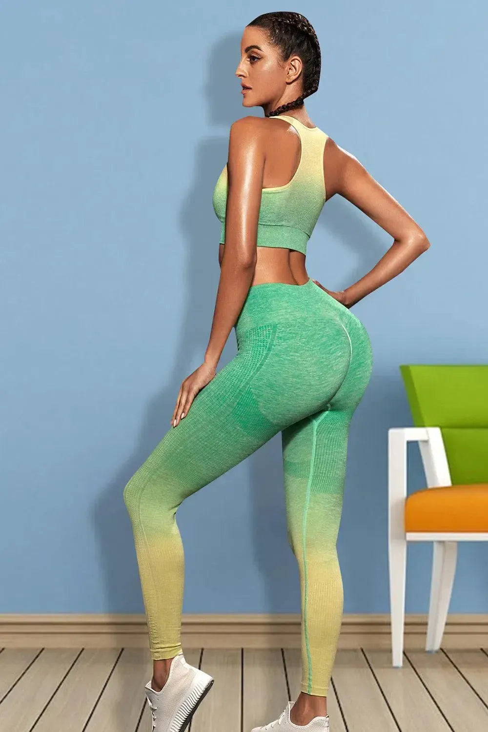 Sleek & Stylish: Gradient Sports Tank and Leggings Set-leggins-Evelyns Fashion
