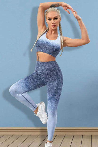 Sleek & Stylish: Gradient Sports Tank and Leggings Set-leggins-Evelyns Fashion