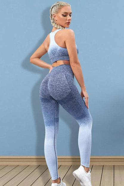 Sleek & Stylish: Gradient Sports Tank and Leggings Set-leggins-Evelyns Fashion