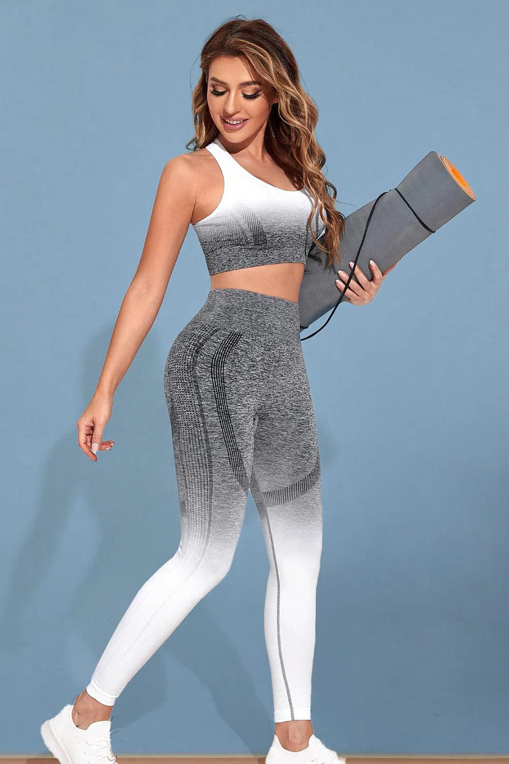 Sleek & Stylish: Gradient Sports Tank and Leggings Set-leggins-Evelyns Fashion