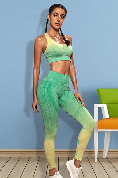 Sleek & Stylish: Gradient Sports Tank and Leggings Set-leggins-Evelyns Fashion