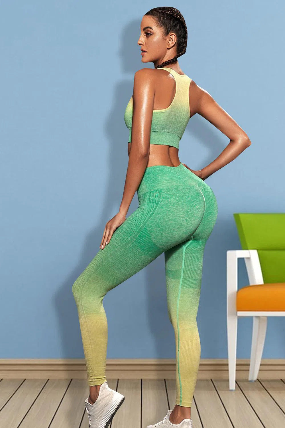 Sleek & Stylish: Gradient Sports Tank and Leggings Set-leggins-Evelyns Fashion