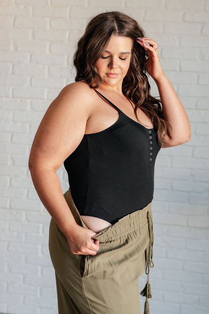 Snap It Up Spaghetti Strap Bodysuit-Bodysuits-Evelyns Fashion