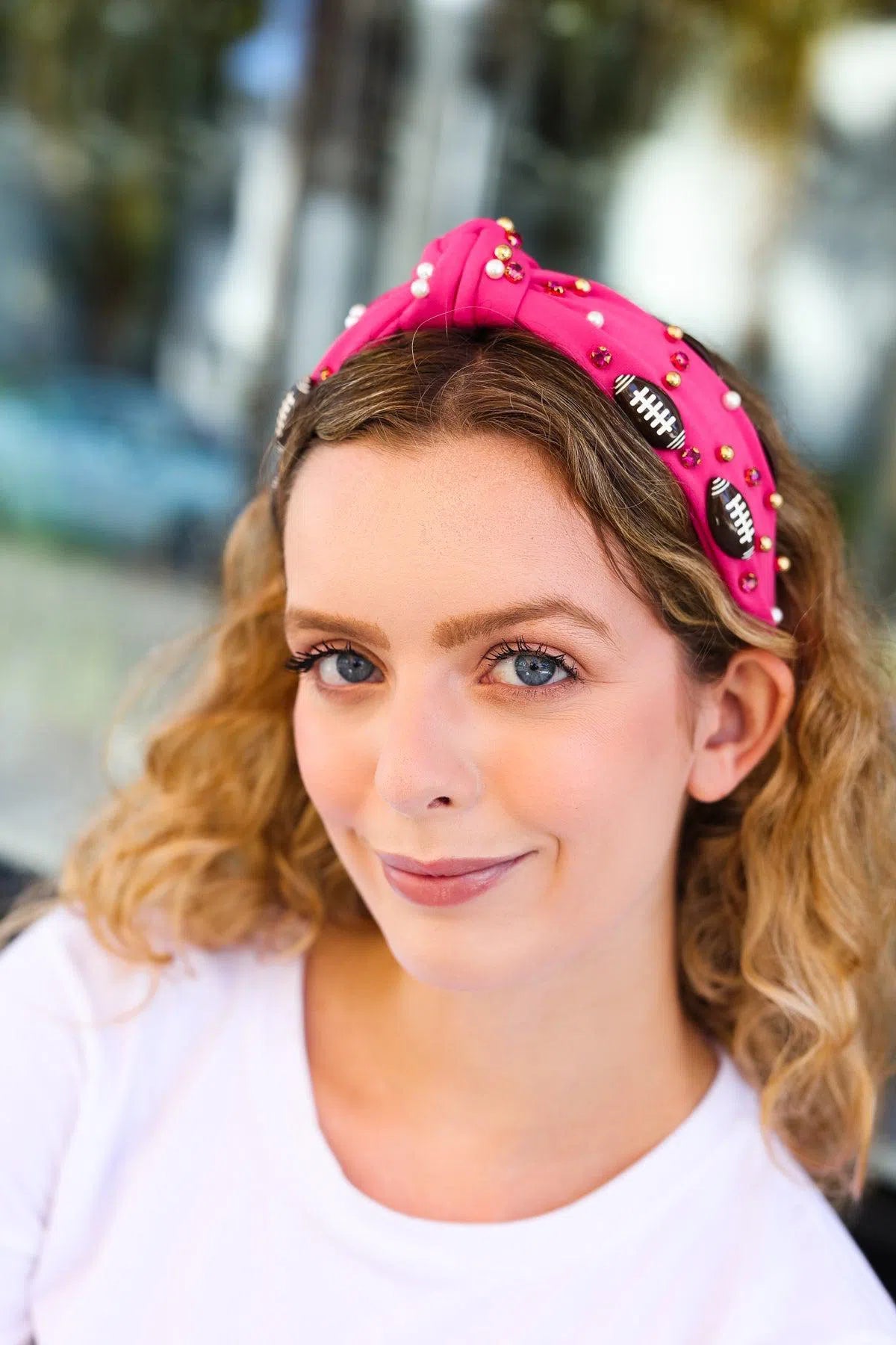 Sporty Chic: Fuchsia Stone & Gem Headband Collection-2024 Blow-Out Sale-Evelyns Fashion