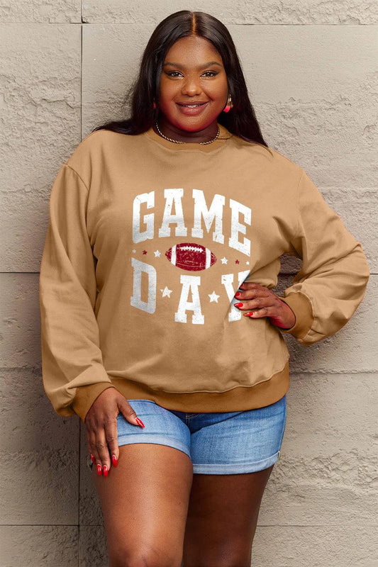Sporty Comfort: Simply Love Full Size 'GAME DAY' Graphic Sweatshirt-Sweat Shirts and Hoodies-Evelyns Fashion