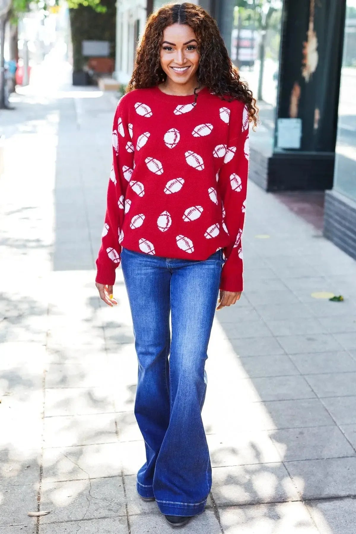 Stay Cozy: Game Day Jacquard Knit Sweater-2024 Blow-Out Sale-Evelyns Fashion
