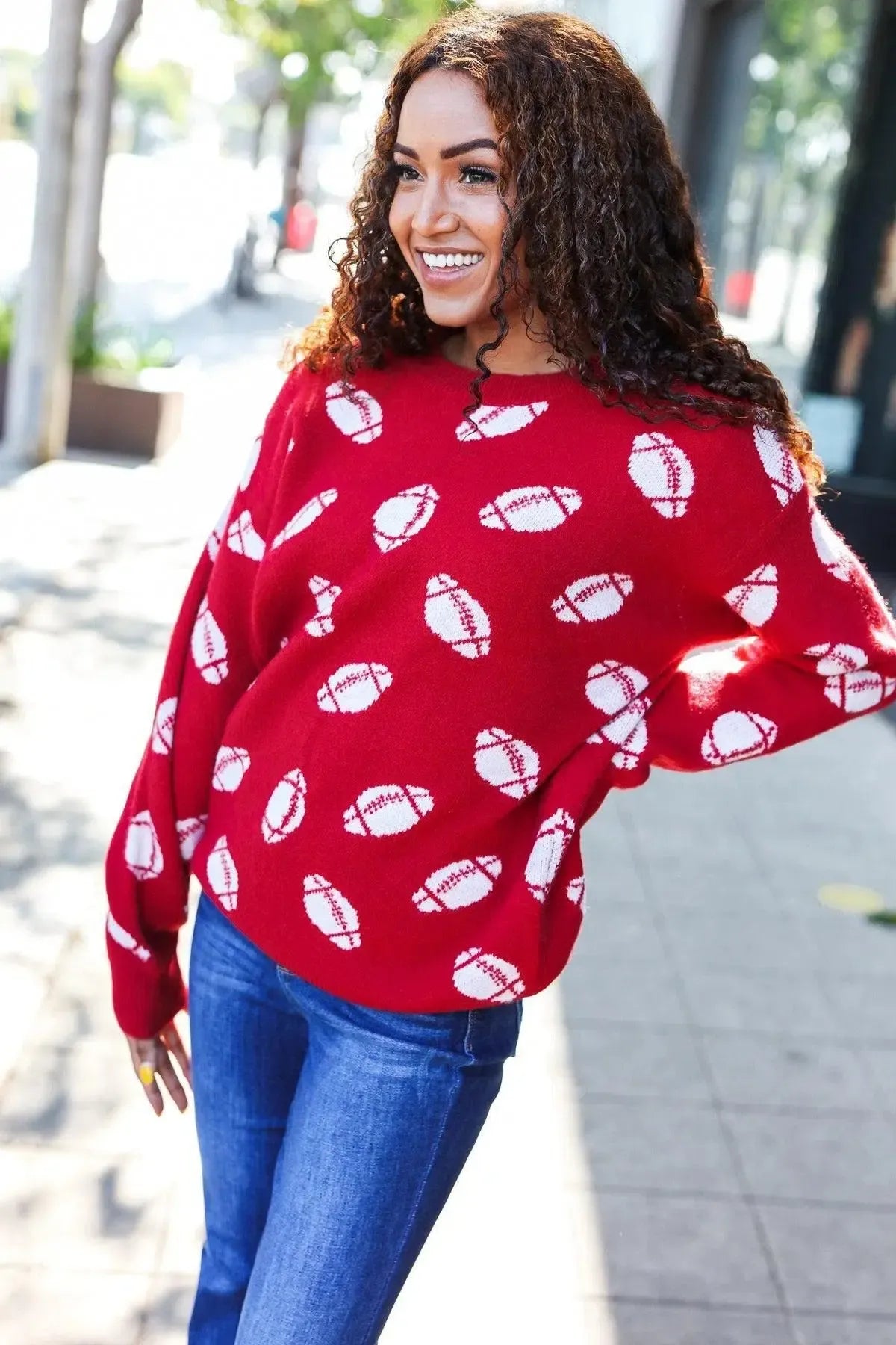 Stay Cozy: Game Day Jacquard Knit Sweater-2024 Blow-Out Sale-Evelyns Fashion