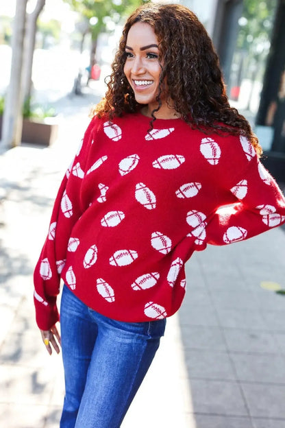 Stay Cozy: Game Day Jacquard Knit Sweater-2024 Blow-Out Sale-Evelyns Fashion