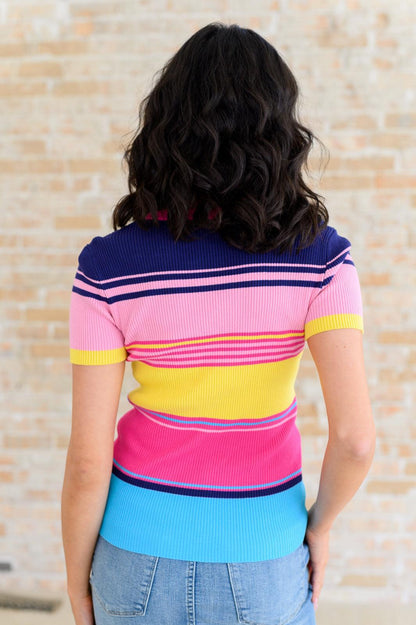Striped Top – Sounds Great, Relaxed Fit & Everyday Essential-Short Sleeve Blouse-Evelyns Fashion