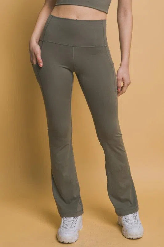 Stylish & Functional: Love Tree High Waist Flare Leggings-Apparel & Accessories-Evelyns Fashion