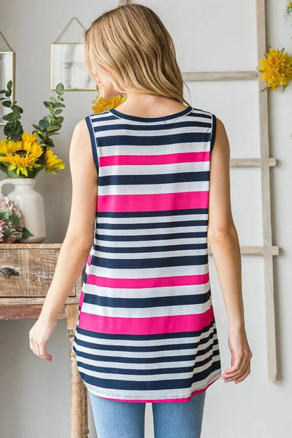 Stylish Striped Twist Knot Tank for Every Occasion-Tank Tops-Evelyns Fashion