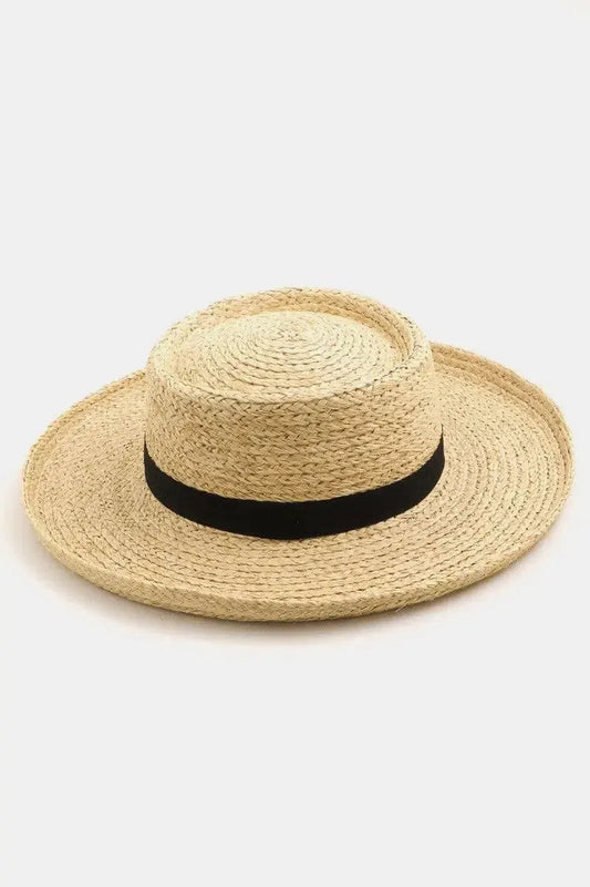 Stylish & Sun-Safe: Wide Brim Straw Weave Hat for Summer-Womens Hats-Evelyns Fashion