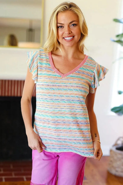 Sunshine Vibes: Textured Coral Knit for Every Occasion-2024 Summer Blow Out Sale-Evelyns Fashion