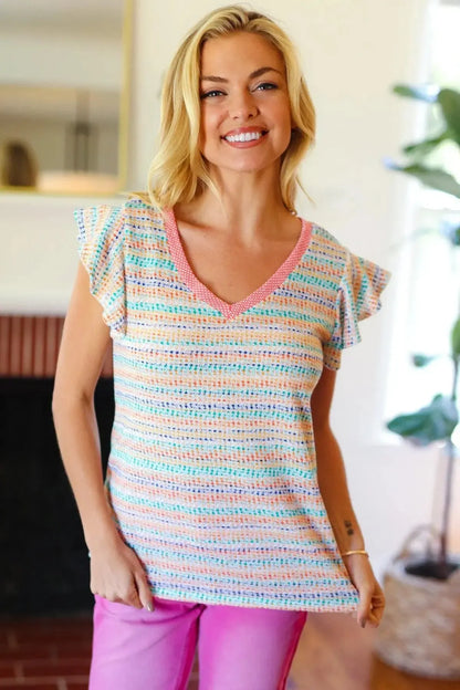 Sunshine Vibes: Textured Coral Knit for Every Occasion-2024 Summer Blow Out Sale-Evelyns Fashion