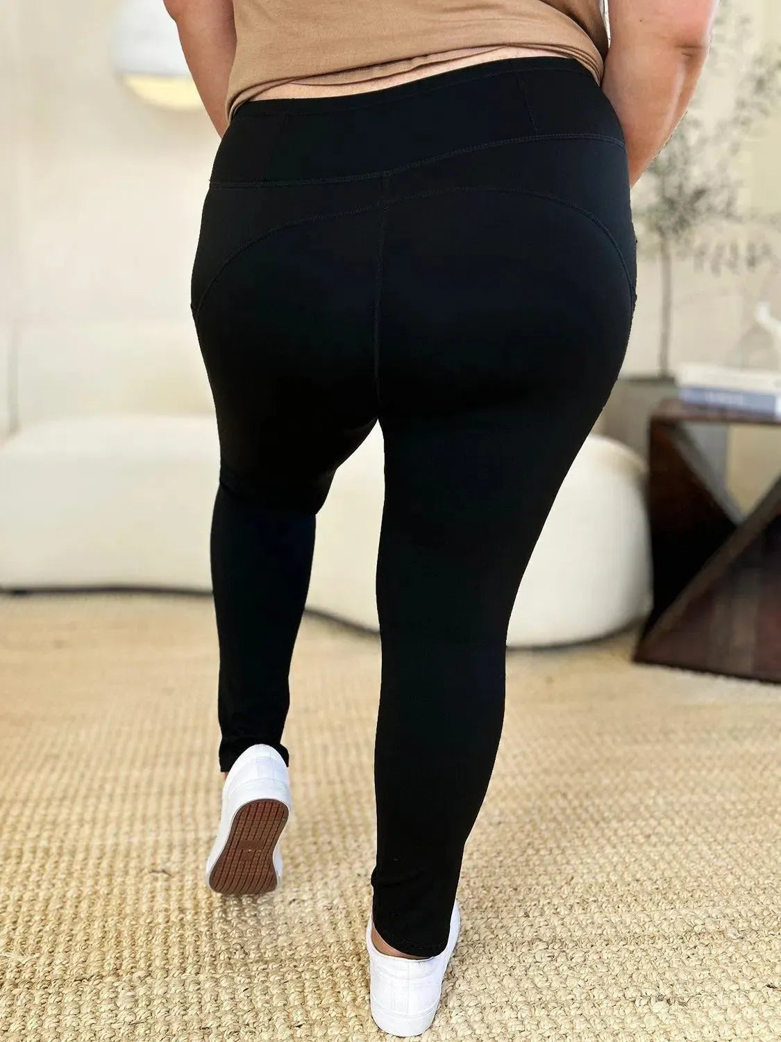 Supportive & Stylish: Wide Waistband Sports Leggings-leggins-Evelyns Fashion