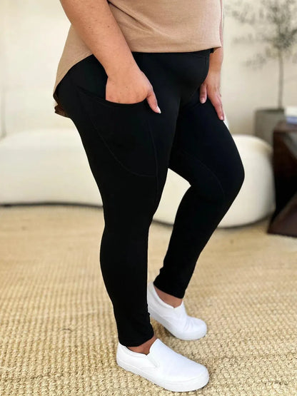 Supportive & Stylish: Wide Waistband Sports Leggings-leggins-Evelyns Fashion