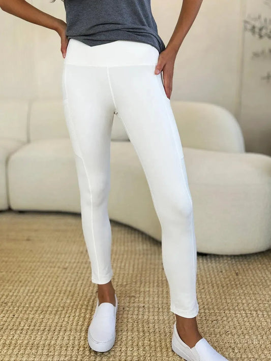 Supportive & Stylish: Wide Waistband Sports Leggings-leggins-Evelyns Fashion