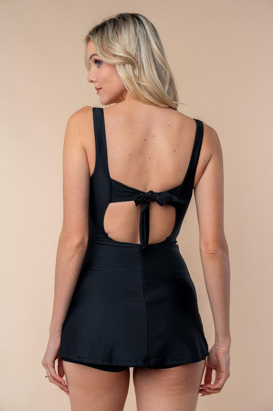 Tie Back Swim Dress – Sleeveless, Flattering & Pool-Ready-Swimwear-Evelyns Fashion