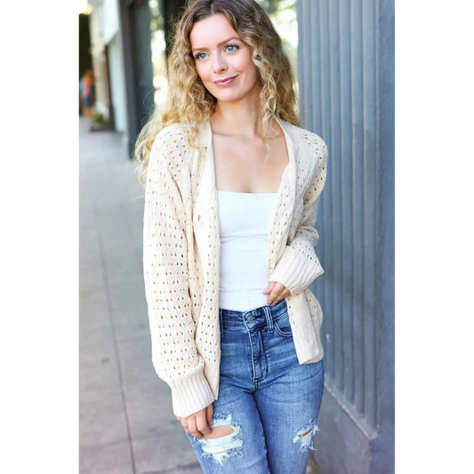 Timeless Comfort: Follow Me Oatmeal Cardigan-2024 Blow-Out Sale-Evelyns Fashion