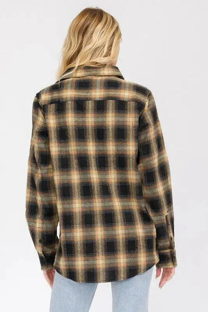 Timeless Comfort: Full Plaid Checkered Flannel Long Sleeve-long sleeve-Evelyns Fashion