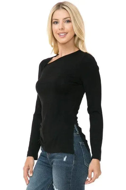 Timeless Comfort: Women's Knit Long Sleeve Top-long sleeve-Evelyns Fashion