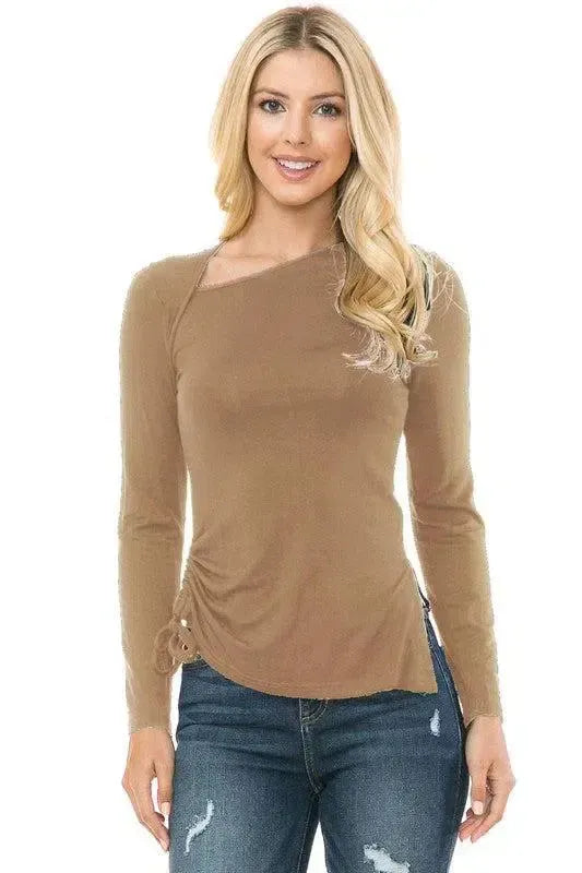 Timeless Comfort: Women's Knit Long Sleeve Top-long sleeve-Evelyns Fashion