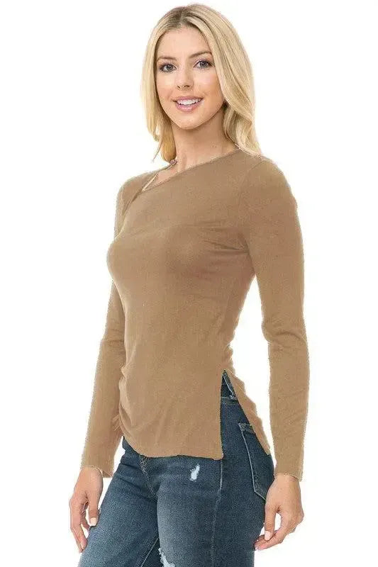 Timeless Comfort: Women's Knit Long Sleeve Top-long sleeve-Evelyns Fashion