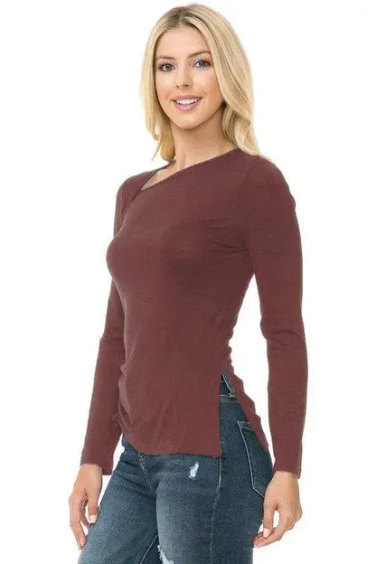 Timeless Comfort: Women's Knit Long Sleeve Top-long sleeve-Evelyns Fashion