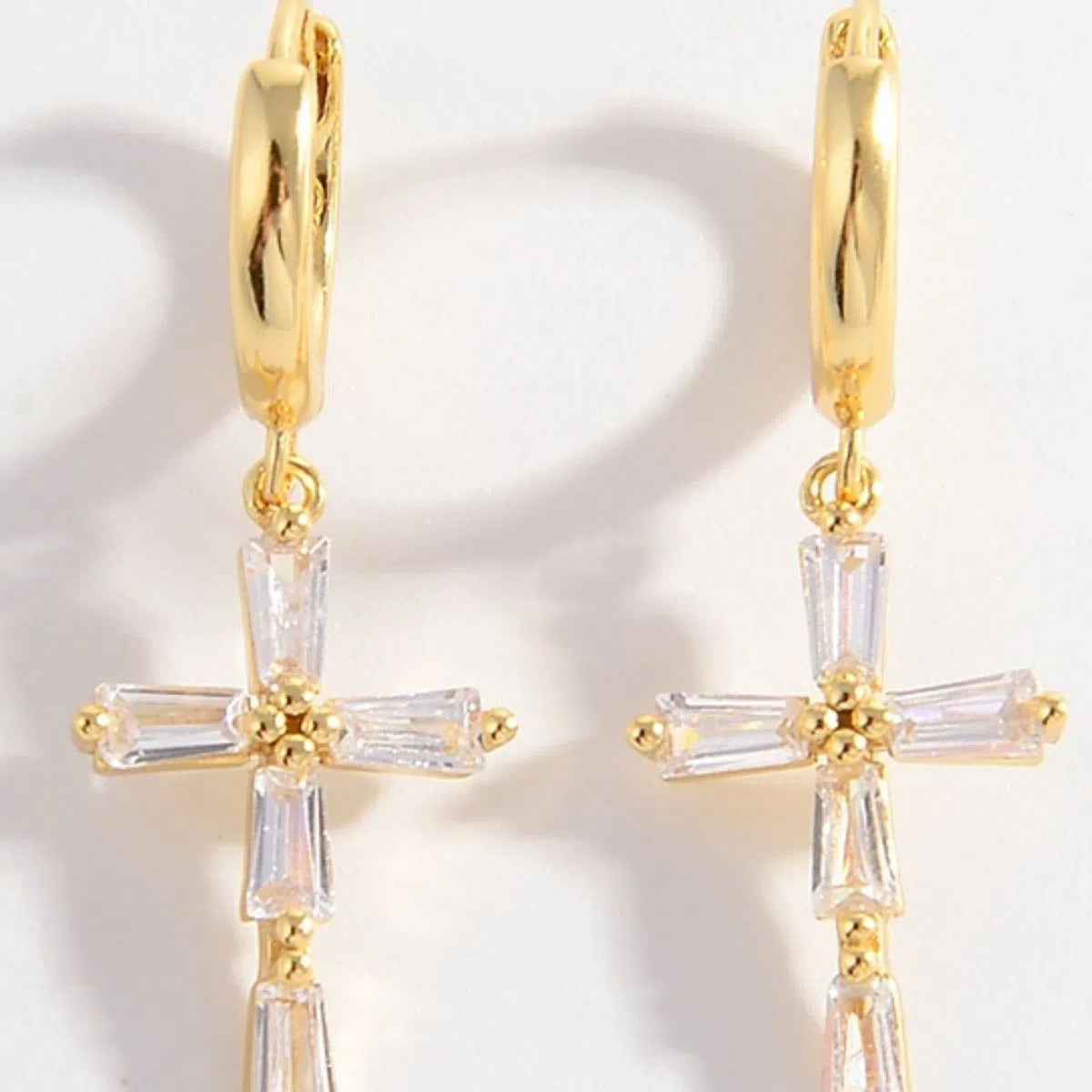 Timeless Elegance: Zircon Cross Earrings in 925 Sterling Silver-jewelry-Evelyns Fashion