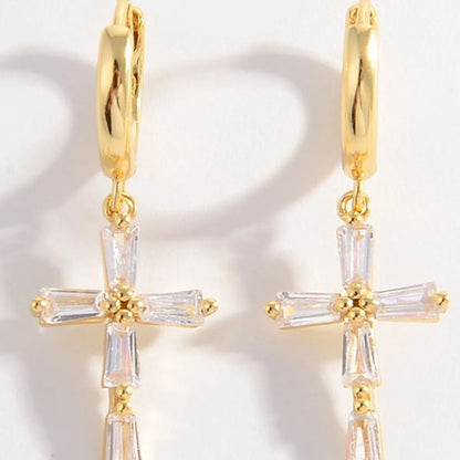 Timeless Elegance: Zircon Cross Earrings in 925 Sterling Silver-jewelry-Evelyns Fashion