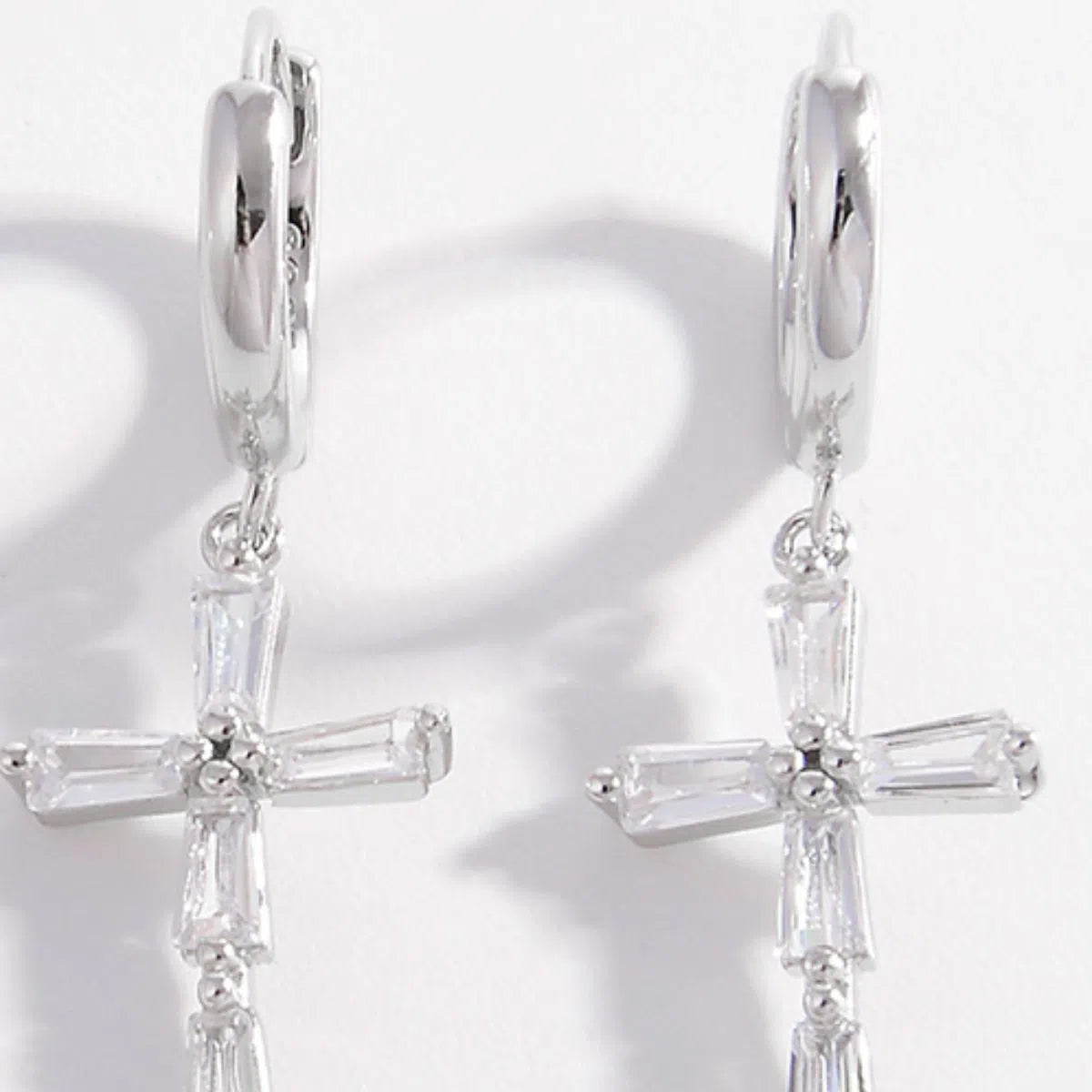 Timeless Elegance: Zircon Cross Earrings in 925 Sterling Silver-jewelry-Evelyns Fashion