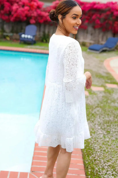 Timeless Grace: Diva Dreams White Lace Dress for Every Occasion-2024 Blow-Out Sale-Evelyns Fashion