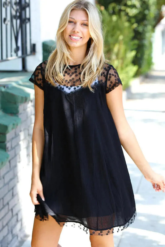 Timeless Sophistication: Elegant Black Embroidered Dress-2024 Blow-Out Sale-Evelyns Fashion