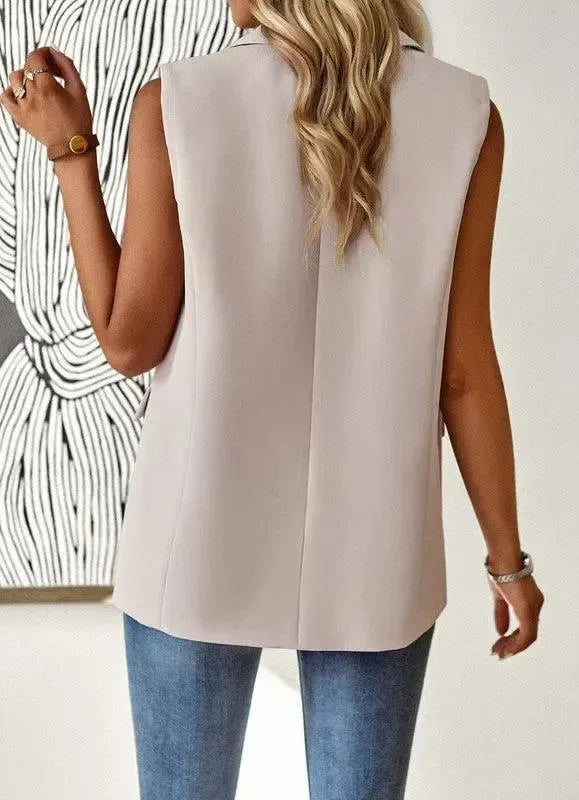 Timeless Sophistication: Miss Sparkling Sleeveless Blazers-Apparel & Accessories-Evelyns Fashion