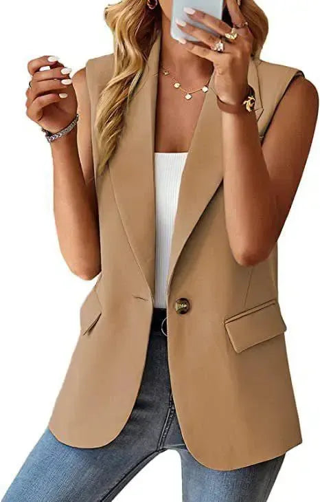 Timeless Sophistication: Miss Sparkling Sleeveless Blazers-Apparel & Accessories-Evelyns Fashion