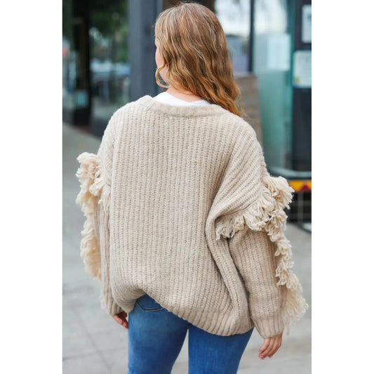 Timeless with a Twist: Fringe Cable Cardigan-2024 Blow-Out Sale-Evelyns Fashion