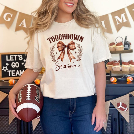 Touchdown White Graphic Tee – Game Day Ready & Laid-Back Cool-graphic tees-Evelyns Fashion