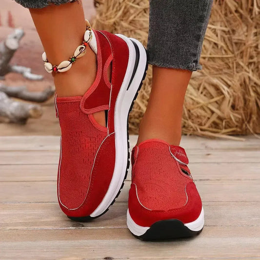 Trendsetting Comfort: Mesh Round Toe Platform Sneakers-shoes-Evelyns Fashion