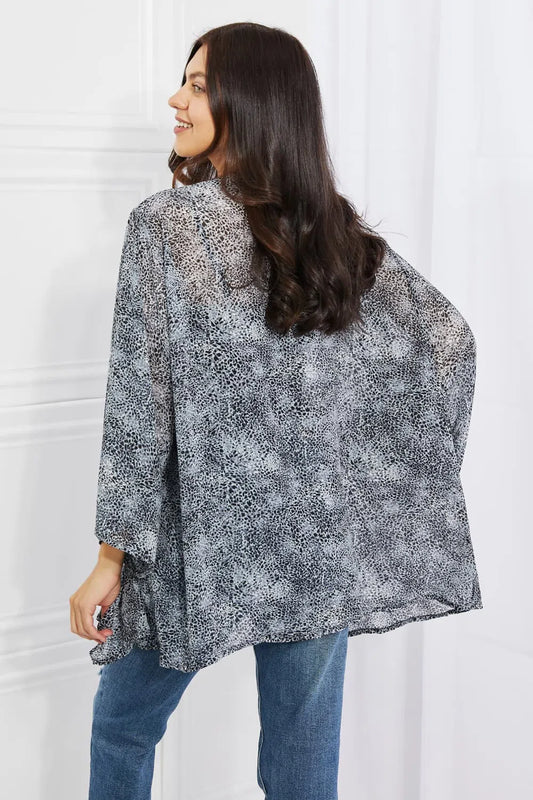 Trendy Full-Size Snake Print Chiffon Kimono | Lightweight & Stylish Layer-Apparel & Accessories-Evelyns Fashion