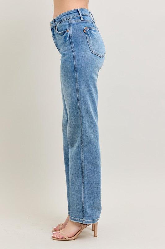 Tummy Control Vintage Straight Jeans-Denim-Evelyns Fashion